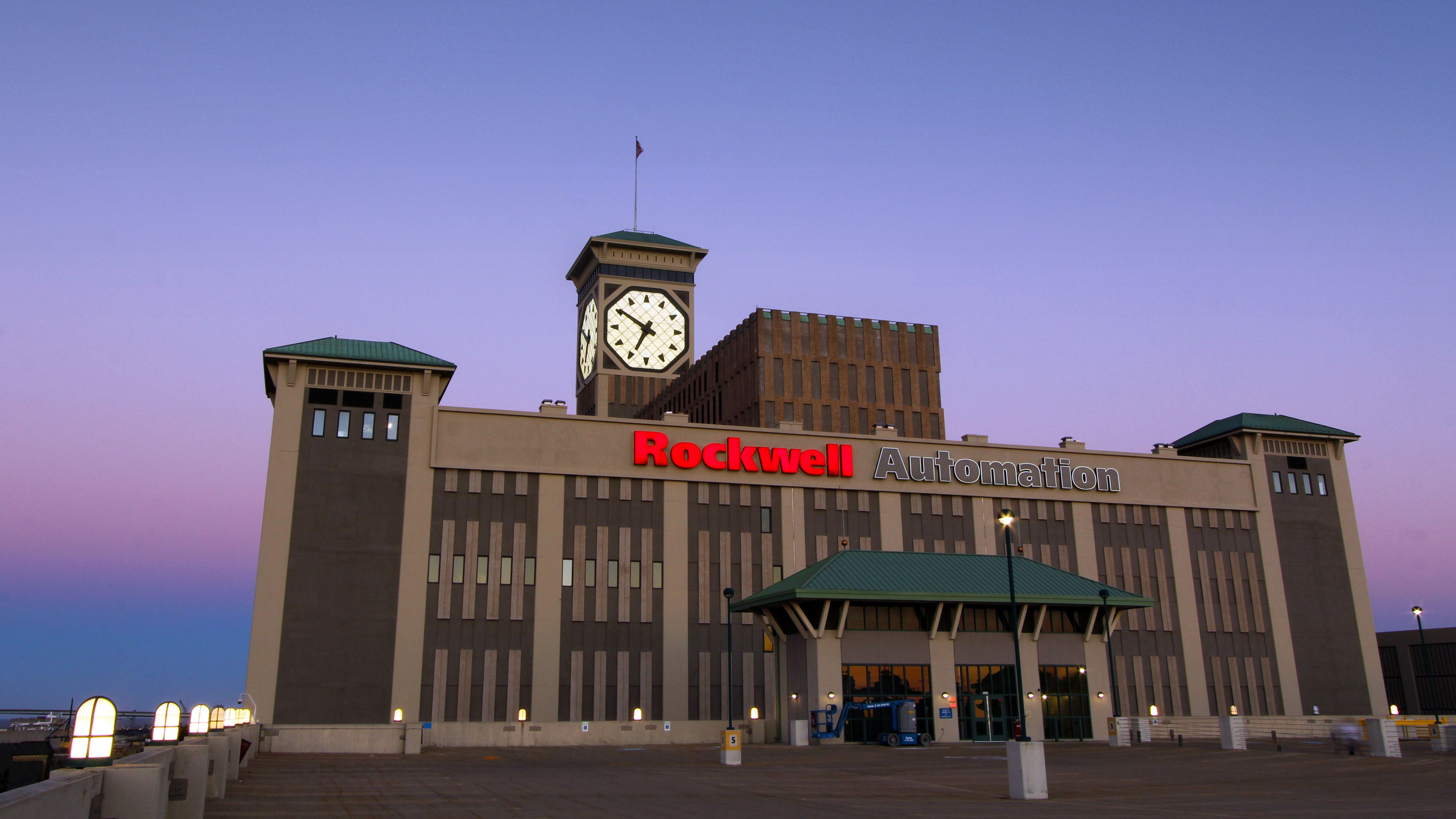 Rockwell Automation Headquarters in Milwaukee at dusk