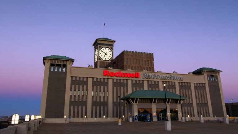 Rockwell Automation Headquarters in Milwaukee at dusk