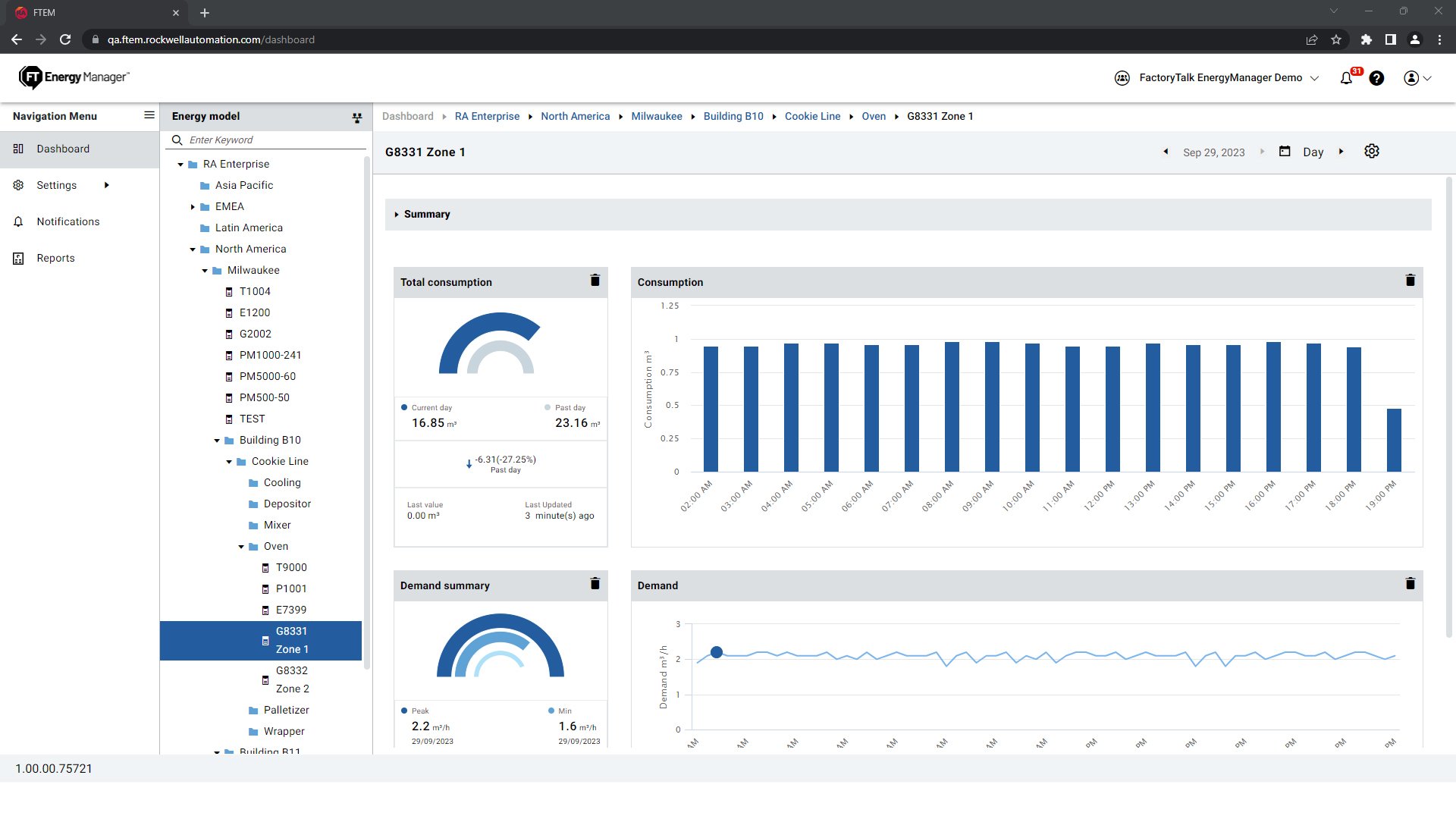 FactoryTalk Energy Manager 演示屏幕截图